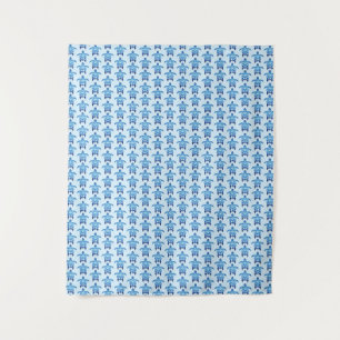 Dark Blue Tribal Honu Turtles Tapestry