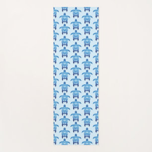 Dark Blue Tribal Honu Turtles Yoga Mat