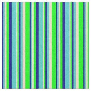 Dark Blue, Turquoise, Tan, and Lime Coloured Lines Fabric