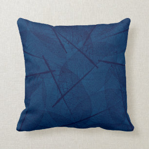 Dark Blue Vein Leaf Design Cushion