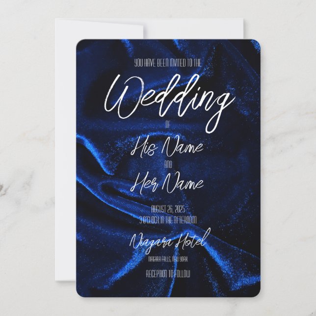 Dark Blue Velvet Texture Invitation (Front)