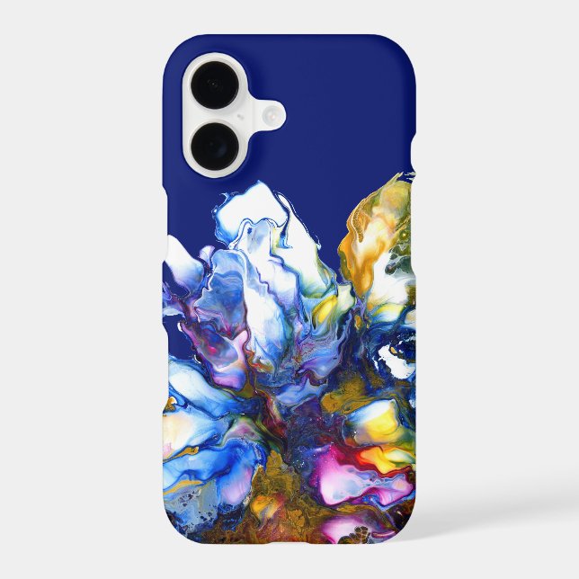 Dark Blue Vibrant Abstract Fluid Art (Back)