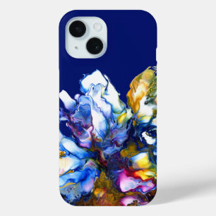 Dark Blue Vibrant Abstract Fluid Art iPhone 15 Case