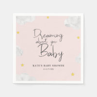 Dark Blue Watercolor Clouds Boy Baby Shower