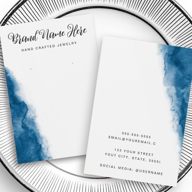 Dark blue watercolor earring display card (Dark blue watercolor earring display card)