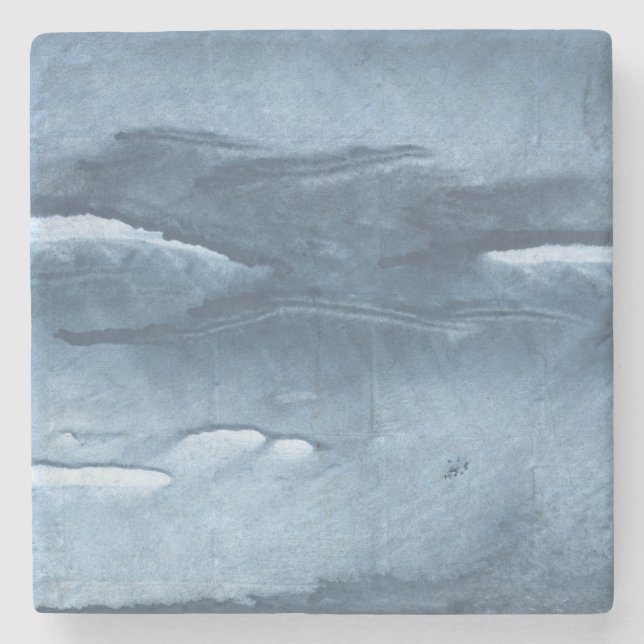 Dark blue watercolor stone coaster (Front)