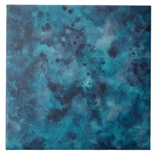 Dark Blue Watercolor Texture Ceramic Tile