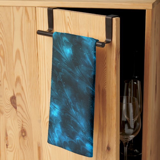 Dark Blue Waves Tea Towel (Thirds Fold)
