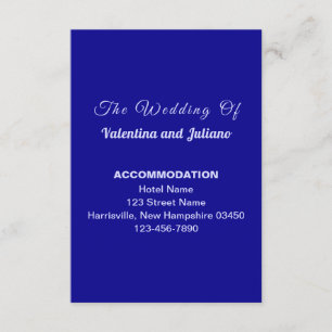 Dark Blue Wedding Accommodation Portrait Enclosure Card
