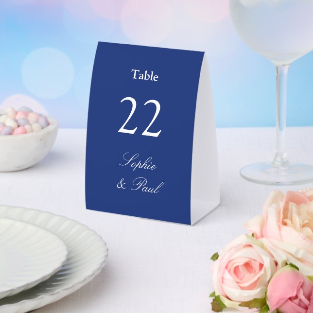 Dark Blue Wedding Table Number Paper Table Tent (Insitu(Wedding))