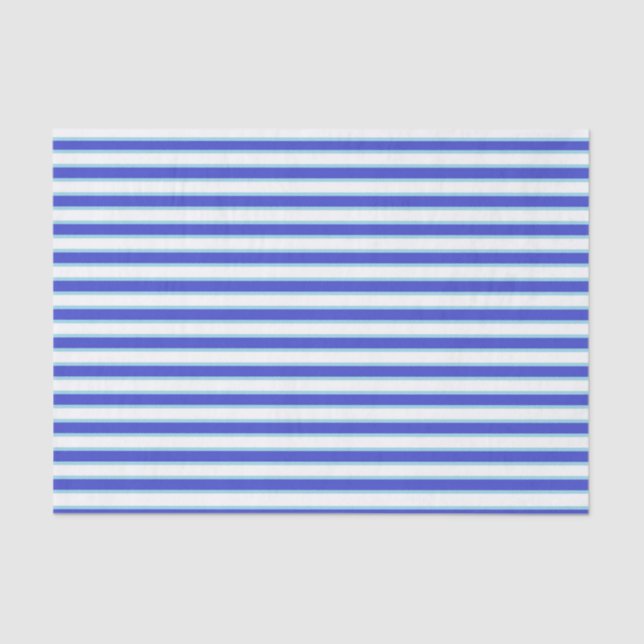 Dark Blue, White and Pastel Blue Stripes Tissue Paper (Front)