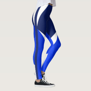 Dark Blue, White, Blue, Exercise, Dance, Comfortab Leggings