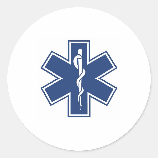     dark blue & white classic round sticker (Front)