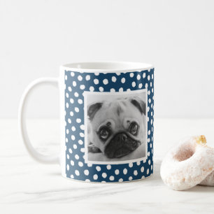 Dark Blue White Dot Pattern Custom Photo Mug