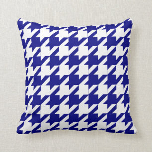 Dark Blue & White Houndstooth Pattern Cushion