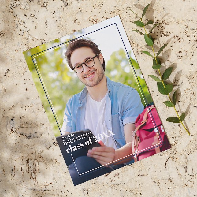 Dark Blue White Minimalist Graduation Announcement (Creator Uploaded)