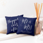 Dark Blue White Mr & Mrs Wedding Keepsake Pillow<br><div class="desc">Dark Blue White Mr & Mrs Wedding Keepsake Pillow. Trendy wedding pillows to enhance your home décor with personal touch of love. Personalise with your name,  wedding date and you can further customise it with your own personal message on the back. Also a great gift for wedding couple.</div>