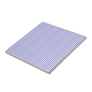 Dark Blue White Pinstripe Ceramic Tile
