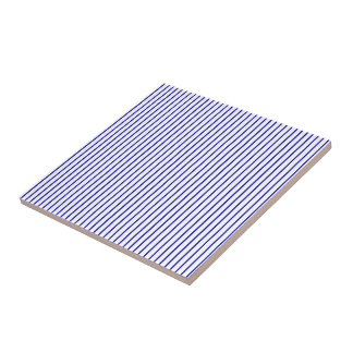 Dark Blue White Pinstripe Ceramic Tile