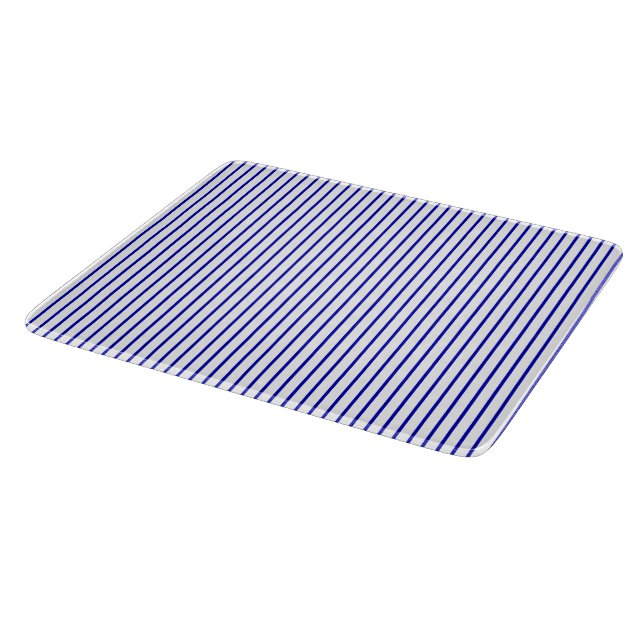 Dark Blue White Pinstripe Cutting Board (Corner)