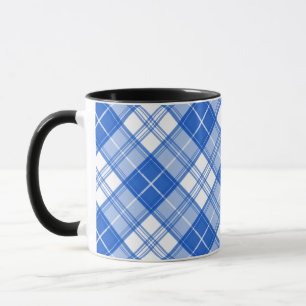 Dark Blue White Tartan Pattern yxm0uat9 diagonal Mug