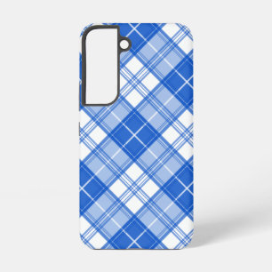Dark Blue White Tartan Pattern yxm0uat9 diagonal Samsung Galaxy Case