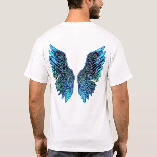 Dark Blue Wings Glowing On Back T-Shirt