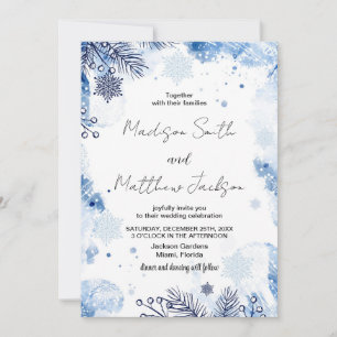 Dark Blue Winter Wedding Invitations