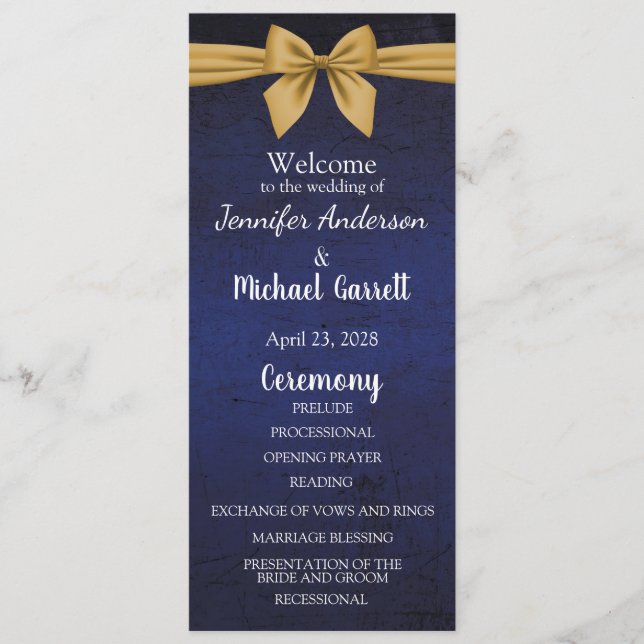 Dark Blue with Gold Bow Program (Front)