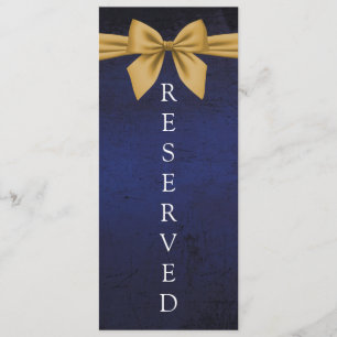 Dark Blue with Gold Bow Reserved Chair Sign Menu