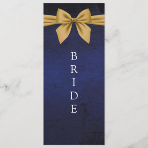 Dark Blue with Gold Bow Reserved Chair Sign Menu