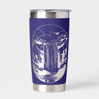 Dark Blue With Negative Space Water Fall Insulated Tumbler
