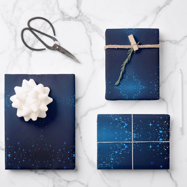 Dark Blue with Sprinkles  Wrapping Paper Sheet (Front)