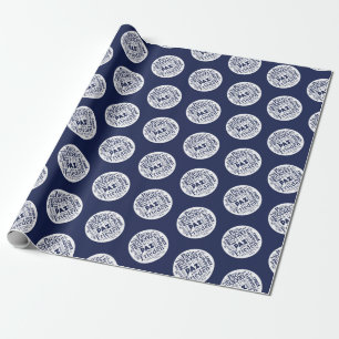 dark blue wrapping paper multilingual Peace words.