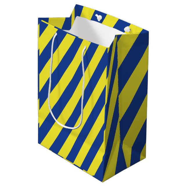 Dark Blue & Yellow Stripes  Medium Gift Bag (Front Angled)
