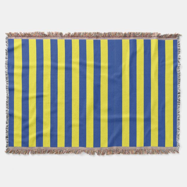 Dark Blue & Yellow Stripes  Throw Blanket (Front)
