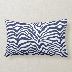 Dark Blue Zebra Print Lumbar Cushion