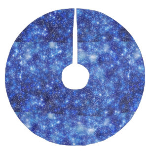 Dark Blurred Blue Starry Stars Christmas  Brushed Polyester Tree Skirt