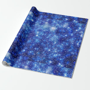 Dark Blurred Blue Starry Stars Christmas Wrapping Paper