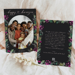 Dark Bohemian Cute Botanicals 1 Photo Kwanzaa Holiday Card