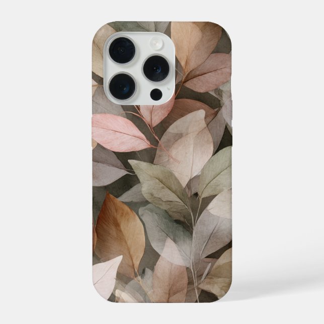 Dark Boho Botanical Leaf Neutral abstract iPhone Case (Back)