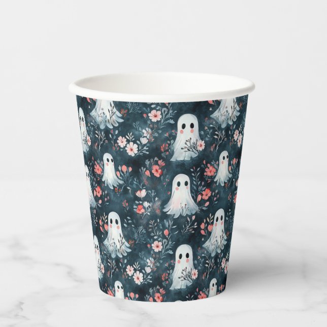 Dark Boho Ghost Pattern Paper Cups (Front)