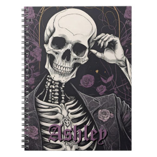 Dark Boho Gothic Skeleton & Roses Halloween Notebook