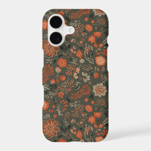Dark Boho Terracotta Sage Botanical Pattern