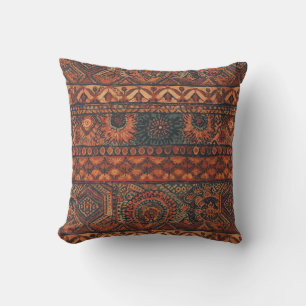 Dark Boho Terracotta Sage Botanical Pattern  Cushion
