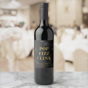 Dark Bokeh Gold Pop Fizz Clink Wine Label