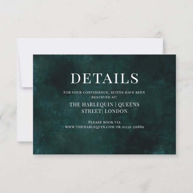 Dark botanic EMERALD RSVP Card (Front)