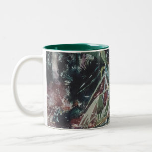 Dark Botanical Abstract Art Two-Tone Mug