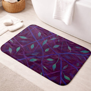 Dark Botanical Burgundy Jewel Tone Foliage  Bath Mat