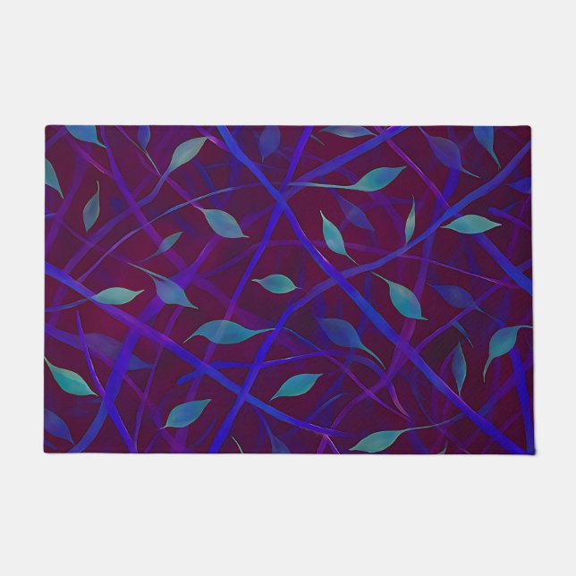 Dark Botanical Burgundy Jewel Tone Foliage  Doormat (Front)